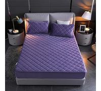 YUDEYU Quilted fitted sheets Soft crystal velvet fabric mattress protector Double Single Bed Toppers Overlays(Purple,90x190cm/High 10-30cm)