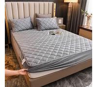 YUDEYU Quilted fitted sheets Soft crystal velvet fabric mattress protector Double Single Bed Toppers Overlays(Gray,135x200cm/High 10-30cm)