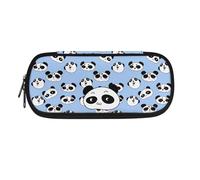 YUDINGFIN Boys Panda Pen Pouch, Blue Pencil Case with Slot Mesh Partition and Tow Zippers Convenient to Take Out Lovely Appearance Safe Material Nice Design Practical Classroom Pen Case for Kids