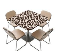 YUDINGFIN Brown Cow Print Tablecloth Square, Reusable Table Cover Wipe Clean, Fitted Table Protector Easy to Clean Spill Proof for Room Birthday Baby Shower Safari Theme Party