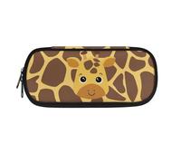 YUDINGFIN Giraffe Print Pencil Case Kids, Cute Blue Pen Case with Slot Mesh Partition and Tow Zippers Easy to Store Lovely Appearance Washable Durable Practical Fashion Soft School Student Pen Pouch