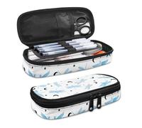 YUDINGFIN Girls Dragonfly Pen Pouch, White Pencil Case with Slot Mesh Partition and Tow Zippers Convenient to Take Out Lovely Appearance Safe Material Nice Design Practical Classroom Pen Case for Kids
