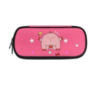 YUDINGFIN Girls Pig Pen Pouch, Cute Pink Pencil Case with Slot Mesh Partition and Tow Zippers Convenient to Take Out Lovely Appearance Safe Material Nice Design Practical Classroom Pen Case for Kids