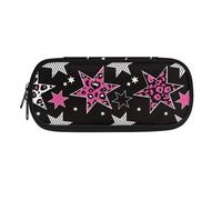 YUDINGFIN Girls Stars Pencil Case, Black Adorable Pen Pouch with Nice Design and Slot Mesh Partition Convenient to Take Out Single Compartment School Company Pen Case for Students Office Workers