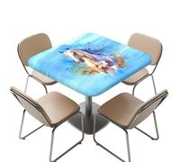 YUDINGFIN Horse Racing Tablecloth White Horse for Square Table, Animal Print Table Cover Wipeable, Wipe Clean Tables Protector for Safari Party Baby Shower Cowboy Birthday Farmhouse Decor