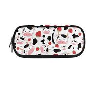 YUDINGFIN Kids Cow Pencil Case, Pink Pen Pouch Convenient to Take Out Not Shrink After Washing with Slot Mesh Partition and Tow Zippers Practical Durable Fashion Stylish Pen Case for Teens Workers