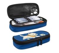 YUDINGFIN Kids Dog Pencil Case, Blue Adorable Pen Pouch with Nice Design and Slot Mesh Partition Convenient to Take Out Single Compartment School Company Pen Case for Boys Girls Office Workers