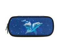 YUDINGFIN Kids Dolphin Pencil Case, Blue Pen Pouch Resistant to Fading Convenient to Take Out with Nice Design Washable Safe Material Soft Company School Pen Case for Students Office Workers