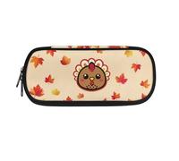 YUDINGFIN Kids Turkey Pensil Case, Cute Yellow Pen Case with Smooth Texture Easy to Handle Not Shrink After Washing Safe Material Slot Mesh Partition and Tow Zippers Classroom Pen Pouch for Teens