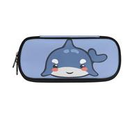 YUDINGFIN Kids Whale Pencil Case, Blue Adorable Pen Pouch with Nice Design and Slot Mesh Partition Convenient to Take Out Single Compartment School Company Pen Case for Boys Girls Office Workers