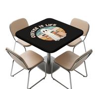 YUDINGFIN Square Tablecloth, Black Ployester Fabric Coffee Table Cloth Washable, Ghost Water Resistant Table Cover Easy to Clean for Party Birthday Holiday Dinner