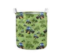 YUDINGFIN Tractor Baby Laundry Basket Student Laundry Bag with Handles for Outdoor Home Storage Bathroom Foldable Green Toy Storage for Kids,Polyester Bucket for Large Kitchen Hamper