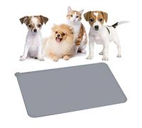 YUDISEN Dog and Cat Silicone Food Mat, 19''x12'' Waterproof Pet Placemat and Non Slip Silicone Pet Feeding Mat for Food and Water Bowls, Feeding Tray To Keep Your Floor Clean (Gray)