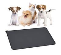 YUDISEN Dog and Cat Silicone Food Mat, 19''x12'' Waterproof Pet Placemat and Non Slip Silicone Pet Feeding Mat for Food and Water Bowls, Feeding Tray To Keep Your Floor Clean (Black)