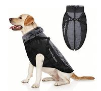 YUDISEN Dog Winter Coat Jacket, Dog Waterproof Warm Vest With Fluffy Turtleneck, Reflective Safety Stripe Clothes Windproof for Medium Large Dogs (Gray, 4XL)