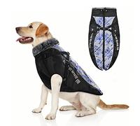 YUDISEN Dog Winter Coat Jacket, Dog Waterproof Warm Vest With Fluffy Turtleneck, Reflective Safety Stripe Clothes Windproof for Medium Large Dogs (Light Blue, 3XL)