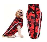 YUDISEN Dog Winter Coat Waterproof Vest, Warm Dog Jacket with Windproof Turtleneck, Outdoor Sport Dog Clothes with Reflective Strips (Red, L)