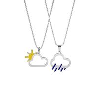 Yudisho 2Pcs Cloud Pendant Necklace Set, Sunny/Rainy Day Cloud Necklace Collection,Stainless Steel Box Chain