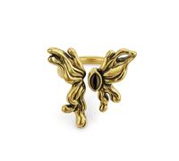Yudisho Open Adjustable Butterfly Ring for Women, Gold Butterfly Ring, Cuban Rings