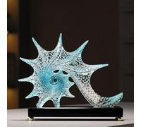 YUDIZWS Crystal Seashell Resin Sculpture Decor,Modern Abstract Desk Ornaments Art Statue Gift Centerpiece for Living Room,Blue