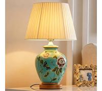YUDIZWS Large Living Room Table lamp Retro Ceramic Desk lamp Elegant Oriental Floral and Bird Pattern Fabric lampshade dimmable Suitable for bedrooms Living Rooms and Home décor