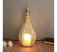 YUDIZWS Moroccanonical Style Lantern Candlestick Turkish Candle Lantern Warped Iron Candlestick Openwork Pattern Suitable for Ramadan decorations for home and patio (candles not included),Silver