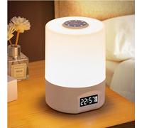 YUDIZWS Night Light Multifunctional Plug in Night Light with Stepless Dimming Battery Display Time Display Remote Auto Sleep Compact Led Lamp for Kids Adults Home,White
