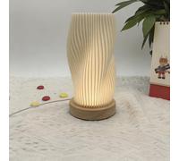 YUDIZWS Small Battery Operated Lamp Mini Table Lamp USB Powered Spiral Pleated Shade Modern Table Lamp Rechargeable Touch Control 3 Color Temperature Dimmable Bedside Table,M,Wireless Charging