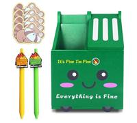 Yudlto Dumpster Fire Pencil Holder with 120 Pcs Raccoon Note Cards and 2 Pcs Pens Funny Office Dumpster Fire Desk Accessories Decor Great Gifts for Coworkers Teacher