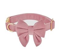 YUDOTE Bowtie Dog Collar Ultra Soft Corduroy Made for Small Female Dogs Daily Use or Dress-up in Wedding,Party and more,Coral Pink