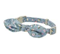 YUDOTE Cotton Dog Collar Soft Lightweight with Hand-tied Knot Bow Non-irritating for Small Dogs Delicate Neck 30-46cm,BlueFlora