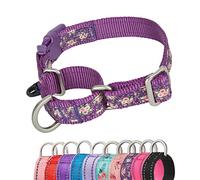 YUDOTE Martingale Dog Collars Escape-proof Anti-pull with Safety Quick Release Buckle for Narrow Head Canines Ease Walking,Medium,Floral-Purple