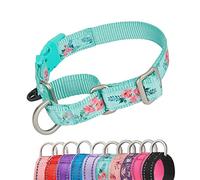 YUDOTE Martingale Dog Collars Escape-proof Anti-pull with Safety Quick Release Buckle for Narrow Head Canines Ease Walking,Small,Floral-Green