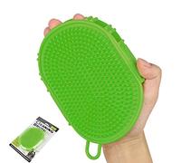 YUDOTE Pet Grooming Shampoo Brush,Soothing Massage Rubber Bristles Curry Comb,Bath Gloves for Dogs and Cats Easy Washing,Green