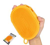 YUDOTE Pet Grooming Shampoo Brush,Soothing Massage Rubber Bristles Curry Comb,Bath Gloves for Dogs and Cats Easy Washing,Yellow