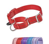 YUDOTE Reflective Martingale Dog Collars Escape-proof Anti-pull Training Coller with Safety Quick Release Buckle for Narrow Head Canines Ease Walking,Medium Red