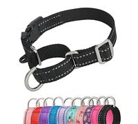 YUDOTE Reflective Martingale Dog Collars Escape-proof Anti-pull with Safety Quick Release Buckle for Narrow Head Canines Ease Walking,Medium,Black