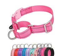 YUDOTE Reflective Martingale Dog Collars Escape-proof Anti-pull with Safety Quick Release Buckle for Narrow Head Canines Ease Walking,Large,Hot Pink