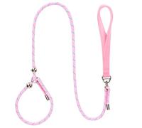 YUDOTE Slip Rope Lead for Small Dogs,Reflective No Pull Slip-on Leash with Stoppers and Soft Handle,8mm Tangle-free thin Lead for Puppies Walking and Training, Pink