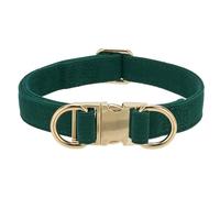 YUDOTE Soft Corduroy Dog Collar with 2 D-rings, Secure, Adjustable for Medium Energetic and Playful Pets, Green