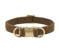 YUDOTE Soft Corduroy Dog Collar with 2 D-rings, Secure, Adjustable for Medium Energetic and Playful Pets, Brown