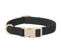 YUDOTE Soft Corduroy Dog Collar with Plastic Clip - Comforty and Adjustable for Large Dog Daily Using in Black