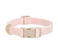 YUDOTE Soft Corduroy Pink Dog Collar with Plastic Clip - Comforty and Adjustable for Small Dog Daily Using in Light Blush