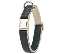 YUDOTE Soft Leather Dog Collars with Safety Quick Release Metal Buckle,Natural Cotton Padded Pleather Collar for Medium Dogs with Senstive Skin,Black