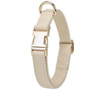 YUDOTE Soft Leather Dog Collars with Safety Quick Release Metal Buckle,Natural Cotton Padded Pleather Collar for Small Dogs with Senstive Skin,White