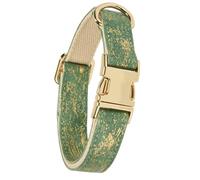 YUDOTE Sparkly Leather Dog Collar with Safety Quick Release Metal Buckle,Soft Cotton Padded Glitter Pleather Collars for Medium Dogs with Senstive Skin,Hunter Green