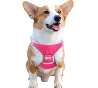 YUDOTE Step-in Reflective Harness Easy-on Easy-off 2-Layer Soft Mesh Vest with ID Tag Holder for Medium Dogs Daily Use,Hot Pink