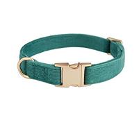 YUDOTE Ultra-soft Dog Collar Natural Cotton Corduroy Made for Medium Dogs with Sensitive Skin,Bottle Green