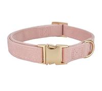 YUDOTE Ultra-soft Dog Collar Natural Cotton Corduroy Made for Medium Dogs with Sensitive Skin,Dusty Pink