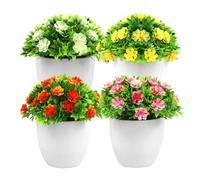 YUE QIN 4 Pcs Artificial Flowers Plants Thousand Layer Flower Potted Plant Mini Faux Plant for Artificial Plants Indoor Outdoor Cafes Kitchen Office Desktop Restaurants Decor (5.5 inch)